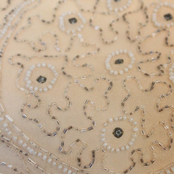 1920s 1910s Nude skin tone peach silk sheer beaded sleeveless blouse top XS S - Picture 8 of 10